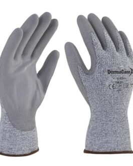 Guante Anticorte Recubierto De Poliuretano Gris En Palma, Dermacare Mod. 51-625